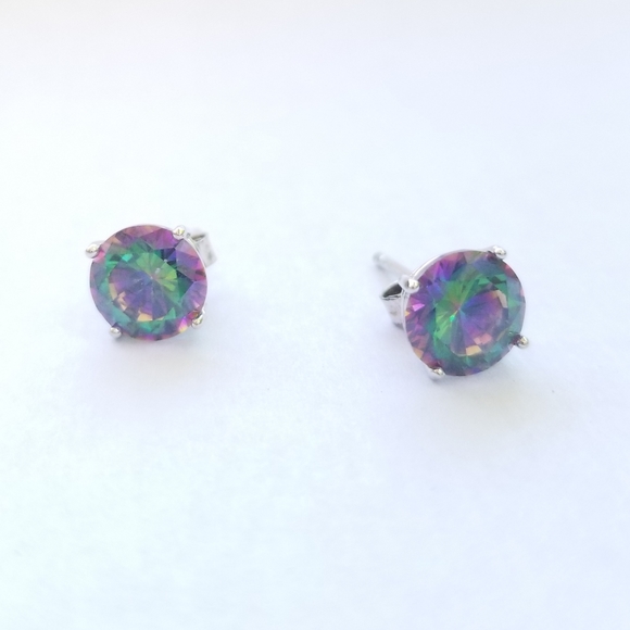 Mystic Fire Crystal Stud Pierced Earrings - Picture 3 of 7